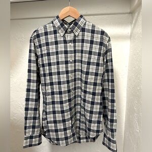 J. Crew lightweight long sleeve button down collar shirt, grey plaid. Size Small